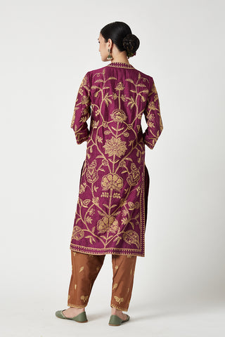 Payal Pratap-Wine Benazir Embroidered Kurta And Pants-INDIASPOPUP.COM