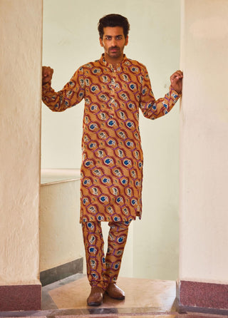 Ujjayanta Mustard Kurta And Churidar by Ankit V Kapoor available on Indiaspopup.com