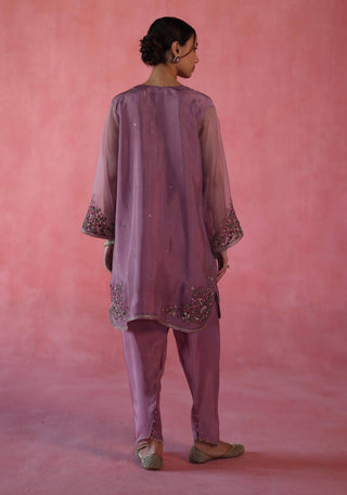 Kewra Plum Kurta Set by Begum Pret available on Indiaspopup.com
