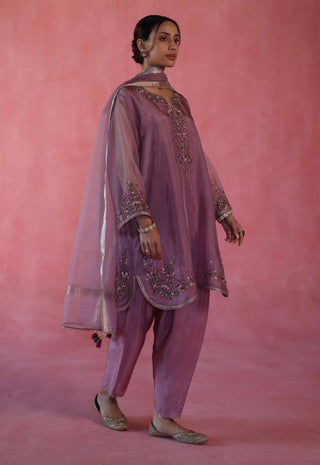 Kewra Plum Kurta Set by Begum Pret available on Indiaspopup.com