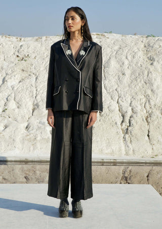 The Loom Art-Black Spade Jacket And Pant Set-INDIASPOPUP.COM