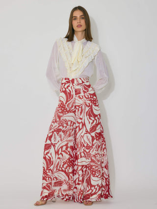 Off-white frill bow tie top and pants