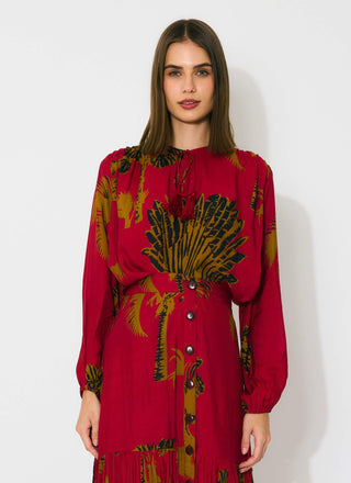 Red floral top and floral skirt