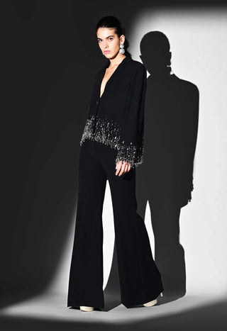 Noir blazer and bell bottom pants