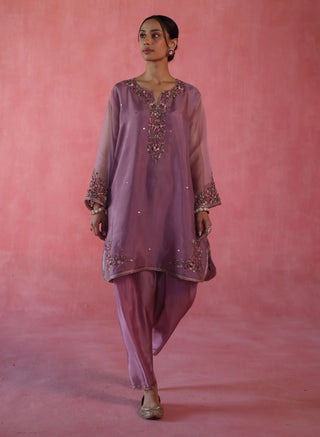 Kewra Plum Kurta Set by Begum Pret available on Indiaspopup.com