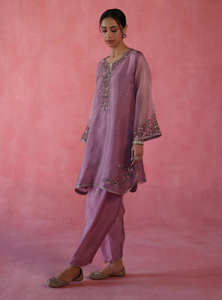 Kewra Plum Kurta Set by Begum Pret available on Indiaspopup.com