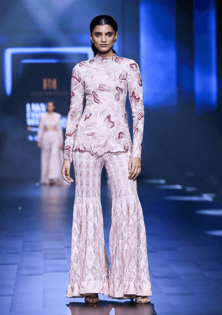 Astrabloom blush pink floral ombré kurta and sharara