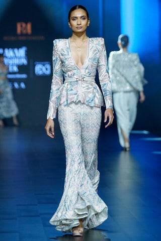 Aurora pastel floral peplum kurta and sharara set