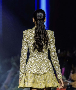 Mirage arctic lime spider web blazer and skirt