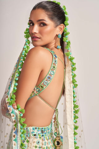 Gopi Vaid-Ivory Avantika Georgette Lehenga Set-INDIASPOPUP.COM