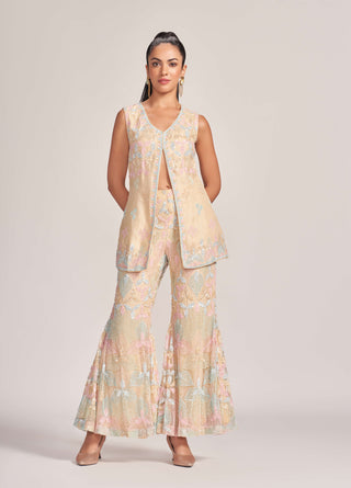 Rococo By Raghvi-Ambrosia Beige Sharara Set-INDIASPOPUP.COM