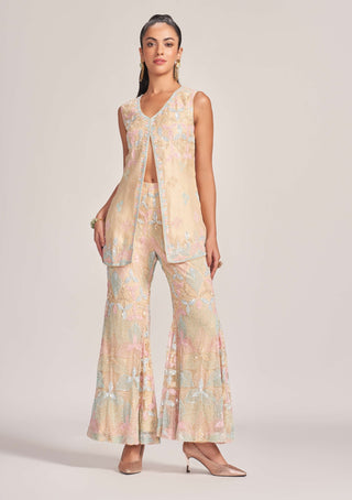 Rococo By Raghvi-Ambrosia Beige Sharara Set-INDIASPOPUP.COM