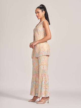 Rococo By Raghvi-Ambrosia Beige Sharara Set-INDIASPOPUP.COM