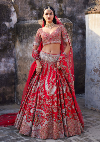 Dolly J-Lillian Red Bridal Lehenga Set-INDIASPOPUP.COM