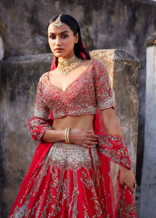Dolly J-Lillian Red Bridal Lehenga Set-INDIASPOPUP.COM