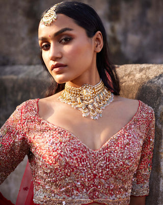 Dolly J-Lillian Red Bridal Lehenga Set-INDIASPOPUP.COM