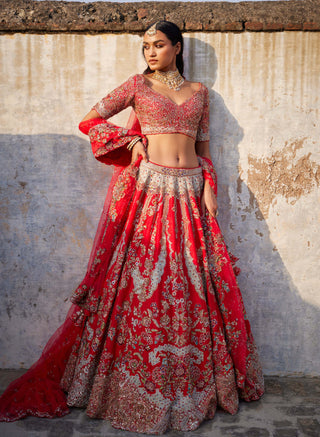Dolly J-Lillian Red Bridal Lehenga Set-INDIASPOPUP.COM