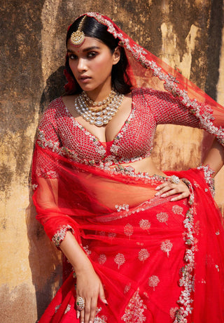 Dolly J-Idalia Red Bridal Lehenga Set-INDIASPOPUP.COM