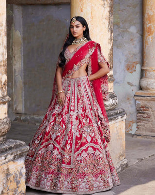 Dolly J-Eleni Maroon Bridal Lehenga Set-INDIASPOPUP.COM