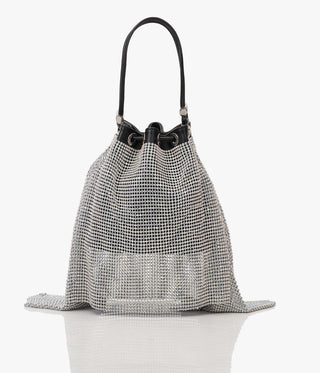 Outhouse Silver Poppi Crystal Bucket Bag available on indiaspopup