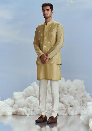 Nachiket Barve Men-Sap Green Nawab Bundi Set-INDIASPOPUP.COM