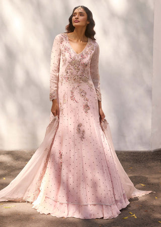 Ekra Silk Chiffon Kalidar And Lehenga Set by Dolly J, available on Indiaspopup.com