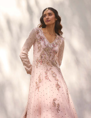 Ekra Silk Chiffon Kalidar And Lehenga Set by Dolly J, available on Indiaspopup.com