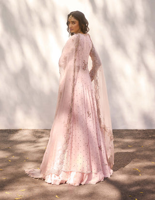 Ekra Silk Chiffon Kalidar And Lehenga Set by Dolly J, available on Indiaspopup.com