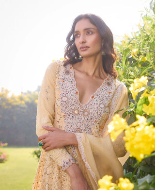 Amethyst Yellow Kalidar Kurta And Sharara Set by Dolly J, available on Indiaspopup.com