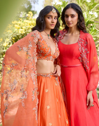 Anahita Orange Lehenga Set by Dolly J, available on Indiaspopup.com