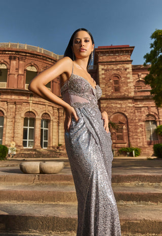 Anya Sequins Drape Gown by Dolly J available on Indiaspopup.com