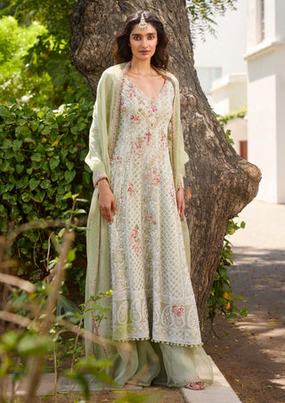 Arabella Green Kalidar Kurta And Sharara Set by Dolly J, available on Indiaspopup.com