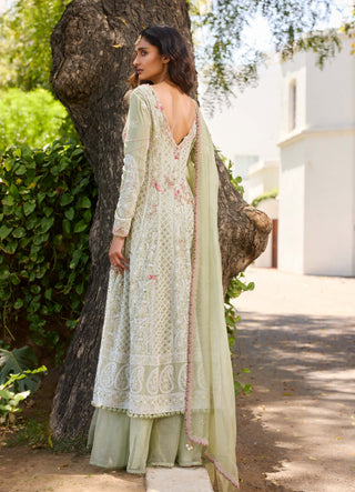 Arabella Green Kalidar Kurta And Sharara Set by Dolly J, available on Indiaspopup.com