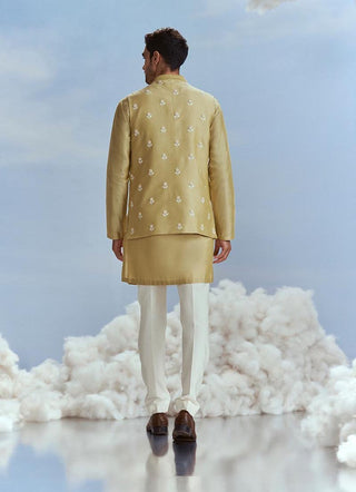 Nachiket Barve Men-Sap Green Nawab Bundi Set-INDIASPOPUP.COM