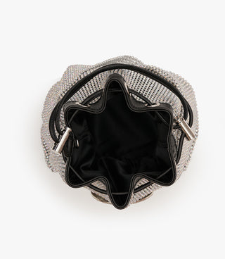 Outhouse Silver Poppi Crystal Bucket Bag available on indiaspopup