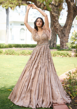 Cedar Gold Rose Bridal Gown by Dolly J, available on Indiaspopup.com