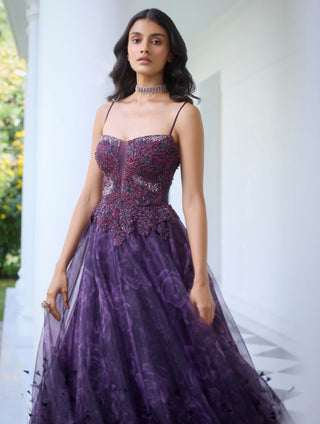 Cohello Purple Cocktail Gown by Dolly J, available on Indiaspopup.com