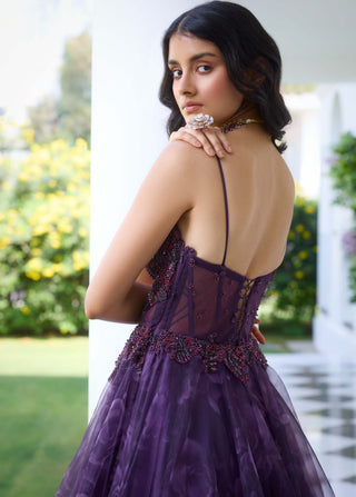 Cohello Purple Cocktail Gown by Dolly J, available on Indiaspopup.com