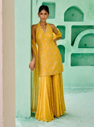Yellow fiza sharara set