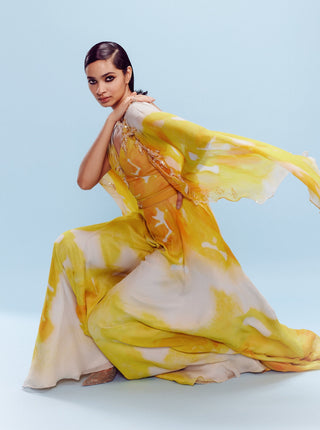 Nora Yellow Watercolor Jumpsuit by Dolly J, available on Indiaspopup.com