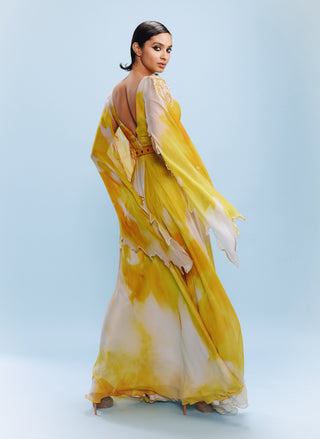 Nora Yellow Watercolor Jumpsuit by Dolly J, available on Indiaspopup.com