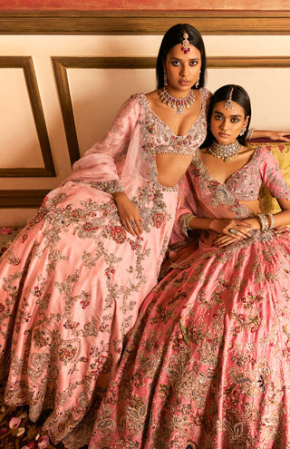 Adara Pink Bridal Lehenga Set by Dolly J available on Indiaspopup.com