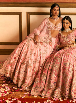 Adara Pink Bridal Lehenga Set by Dolly J available on Indiaspopup.com