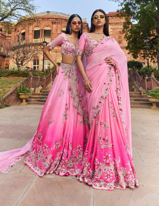 Pink Shaded Lehenga Set by Dolly J available on Indiaspopup.com