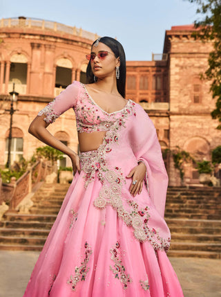 Pink Shaded Lehenga Set by Dolly J available on Indiaspopup.com