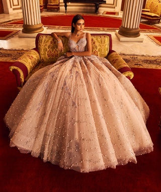 Gray Tulle Bridal Gown by Dolly J available on Indiaspopup.com