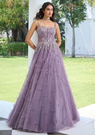 Talia Gray Ombre Tulle Gown by Dolly J, available on Indiaspopup.com