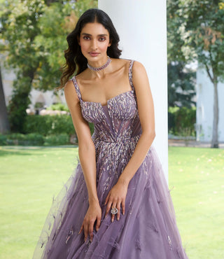 Talia Gray Ombre Tulle Gown by Dolly J, available on Indiaspopup.com