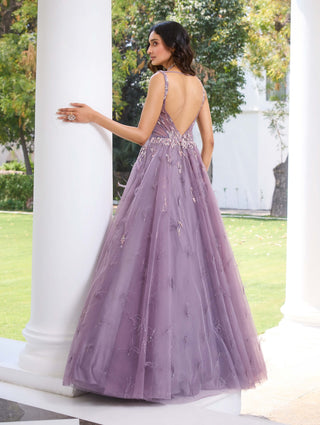 Talia Gray Ombre Tulle Gown by Dolly J, available on Indiaspopup.com