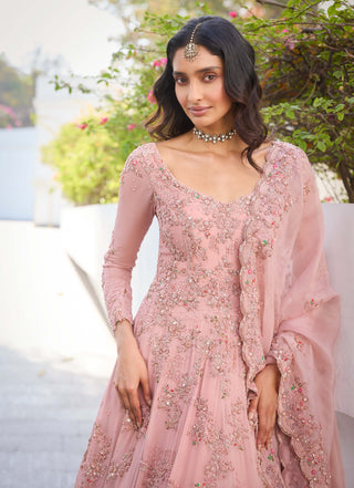 Shamira Pastel Pink Anarkali Set by Dolly J, available on Indiaspopup.com